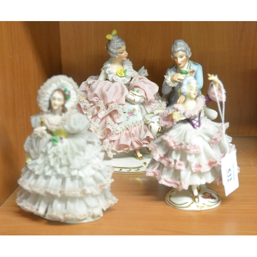 532 - 3 Dresden Porcelain Figures