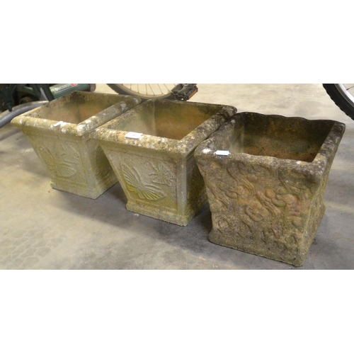 55 - 3 Reconstituted Stone Planters