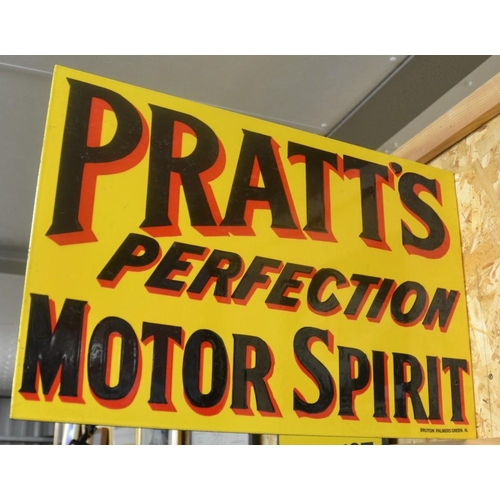 554 - Double Sided Enamel Advertising Sign -  Pratt's Perfection Motor Spirit. Approx-60cm x 40cm.