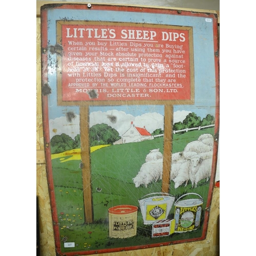 557 - Enamel Advertising Sign - Little's Sheep Dips. Approx-91cm x 61cm.