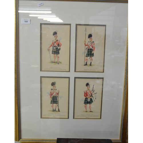 568 - Gilt Framed Watercolours Of Scottish Soldiers by Douglas N Anderson