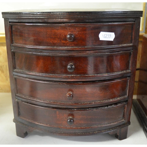 573 - Miniature Mahogany Bow Front Chest Of Drawers