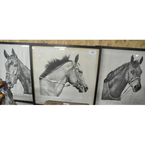 590 - 3 Prints - Racing Horses