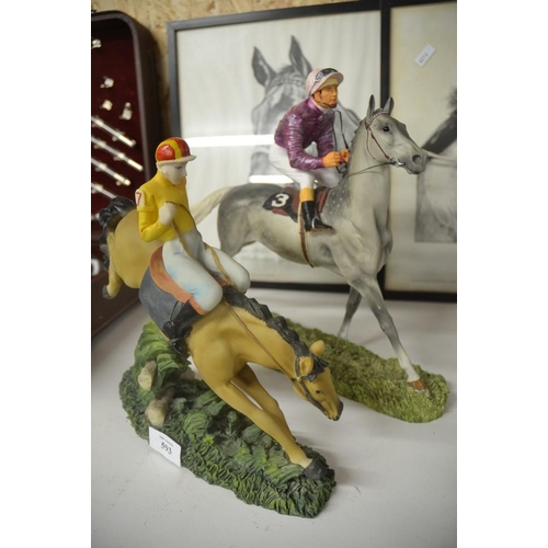 593 - 2 Race Horse & Jockey Ornaments