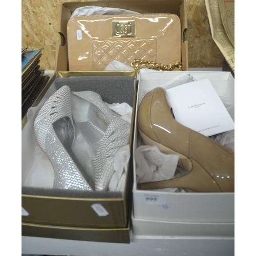 595 - 2 Pairs Ladies Shoes Size 5 & Handbag