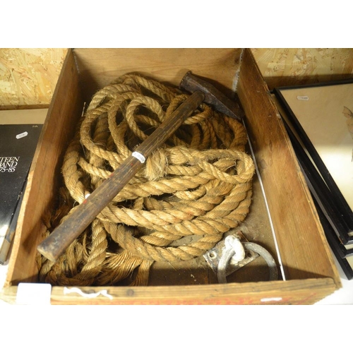 621 - Vintage Lever Brothers Ltd Wooden Box, Vintage Rope, Shackle & Hammer