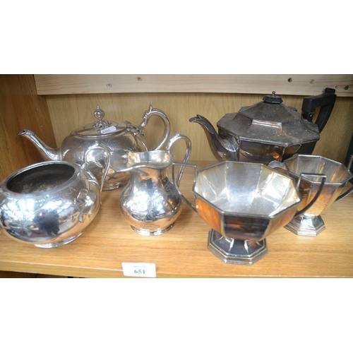 651 - 2 Silver Plated Three Piece Tea Sets