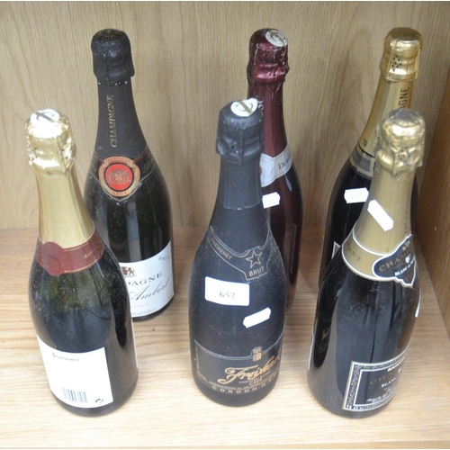 657 - 6 Bottles - Assorted Champagne & Cava