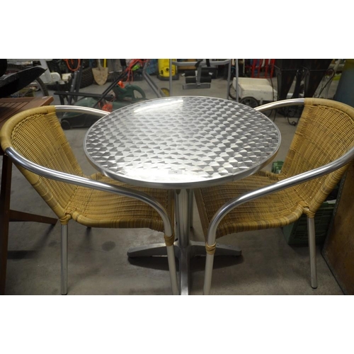 78 - Aluminium Bistro Table & 2 Chairs