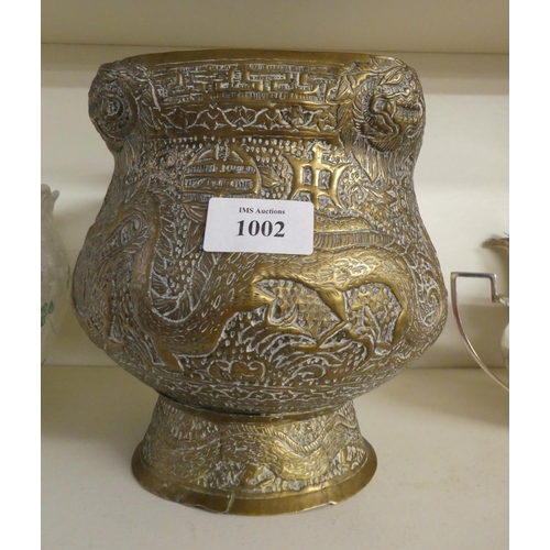 1002 - Eastern Engraved Brass Planter.