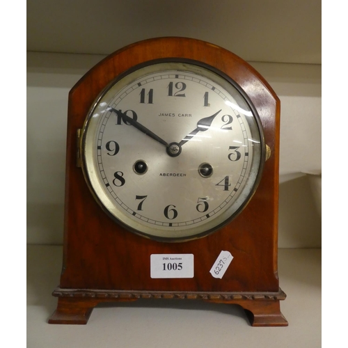 1005 - James Carr Aberdeen Mahogany Mantel Clock.