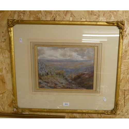 1014 - Framed Pastel - Extensive Landscape (indistinct Signature), approx 34 x 25cm.