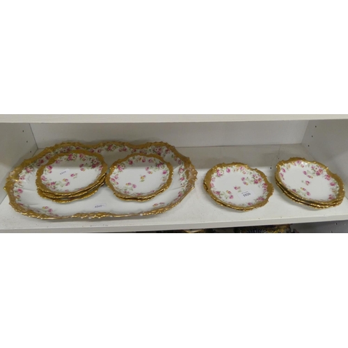 1026 - Limoges Porcelain Tray & Ten Matching Side Plates.