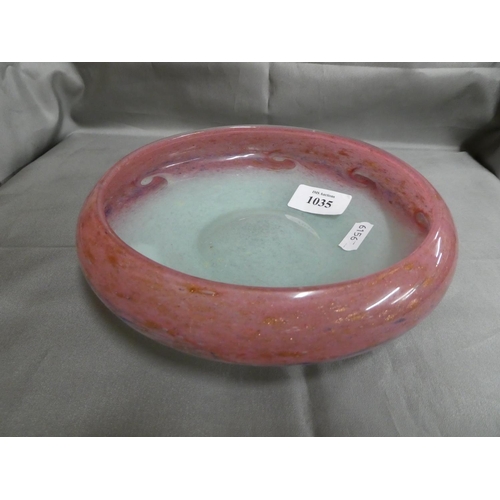 1035 - Vasart Glass Shallow Bowl, approx 19cm in diameter.