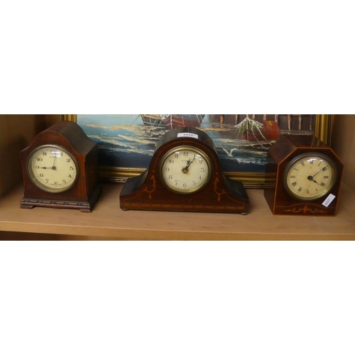 1041 - Three Edwardian Inlaid Mahogany Mantel Clocks.