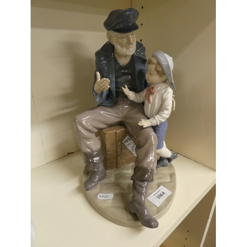 1064 - Large Lladro Figure Group - Fisherman & Child.