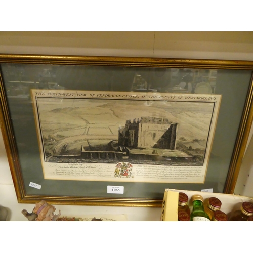 1065 - Antique Framed Print - Pendragon Castle Westmorland, approx 35 x 20cm.