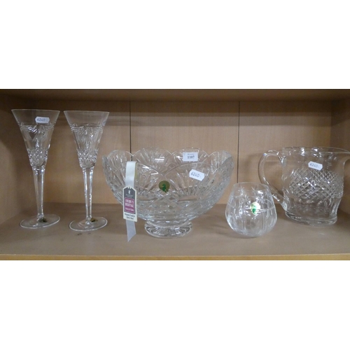 1107 - Pair of Waterford Crystal Champagne Glasses, Waterford Crystal Bowl (Benjamin Franklin Liberty Bowl)... 