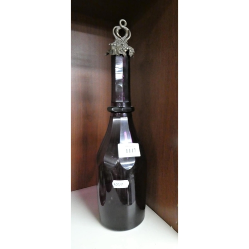 1117 - Mauve Tinted Glass Wine Decanter.