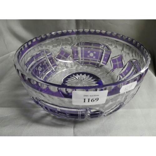 1169 - Bohemian Mauve Flash Crystal Fruit Bowl.