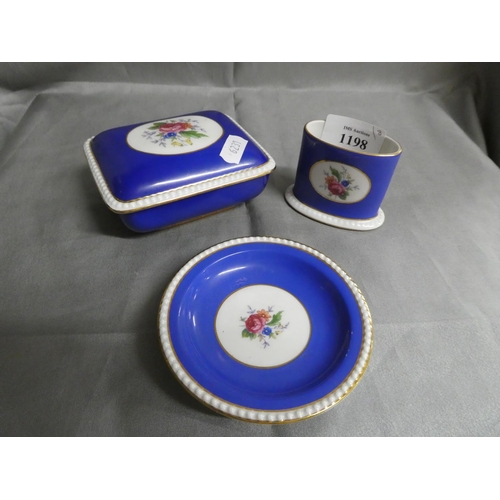 1198 - Continental Porcelain Trinket Box And Pin Dishes.