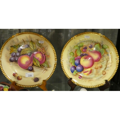 1255 - Two Aynsley Orchard Decorated Cabinet Plates.