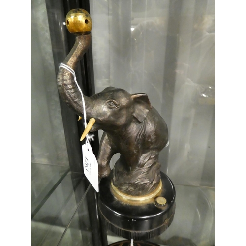 1263 - Spelter Gloria of Japan Gas Table Lighter in the form of an Elephant, approx 24cm tall.