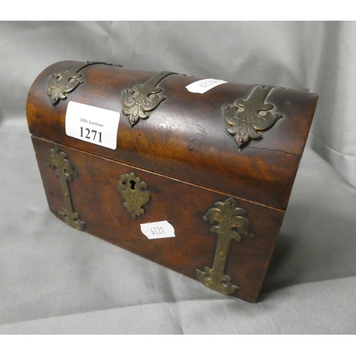 1271 - Victorian Brassbound Dome Top Stationery Box.