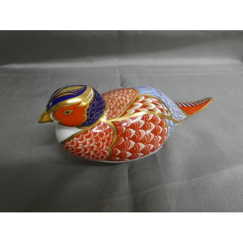 1300 - Royal Crown Derby Imari Paperweight in the form of a Ornamental Pheasant.