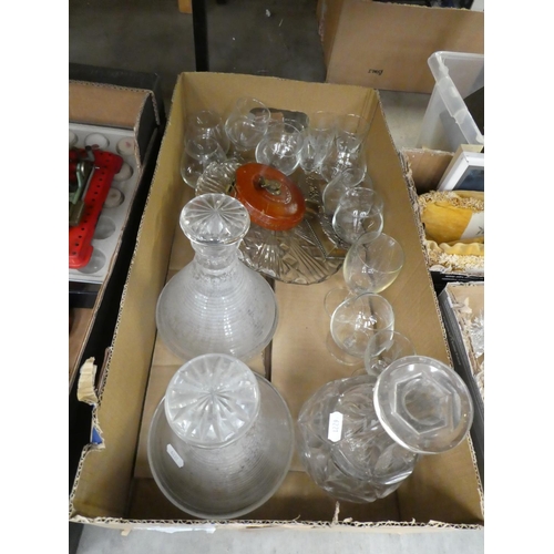 1336 - Box - Glass Decanters & Wine Glasses.