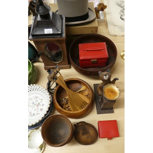 1354 - Assorted Woodware, Lantern, Bowls, Candlestick etc.