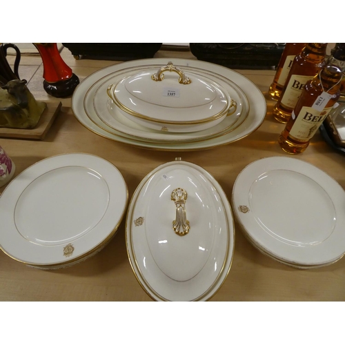 1357 - Collection of Mintons Monogram Decorated White & Gilt Dinnerware.