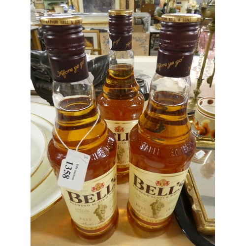 1358 - Three Bottles of Bells Scotch Whisky.