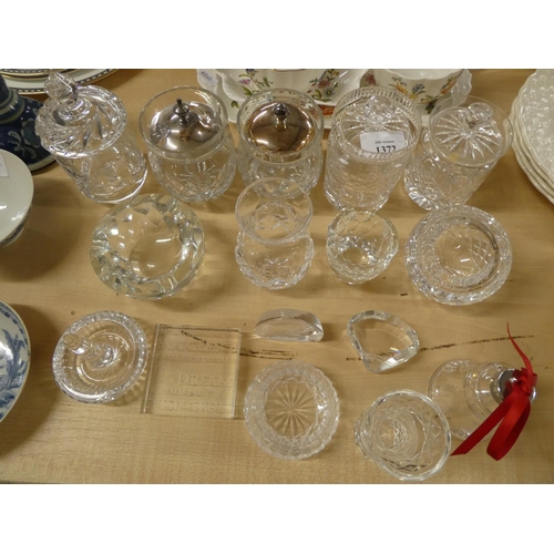 1372 - Assorted Cut Glass Preserve Jars Salts etc.