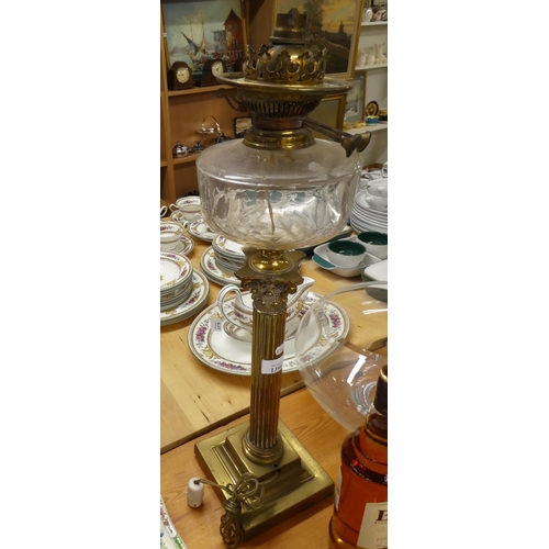 1396 - Electrified Victorian Brass Oil Lamp.