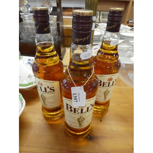 1397 - Three Bottles of Bells Scotch Whisky.