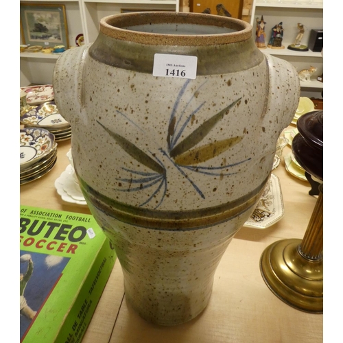 1416 - Large Vintage Stoneware Vase, approx 48cm tall.