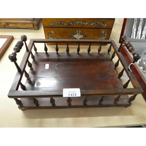 1424 - 19th Century Antique Rosewood Gallery Book Tray.