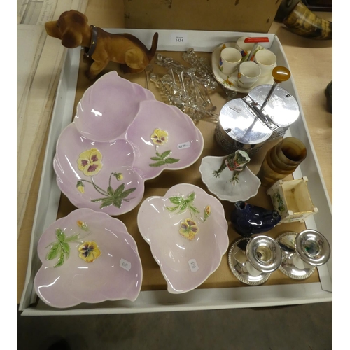 1434 - Tray Lot - Nodding Dog, Royal Winton Dishes, Preserve etc.