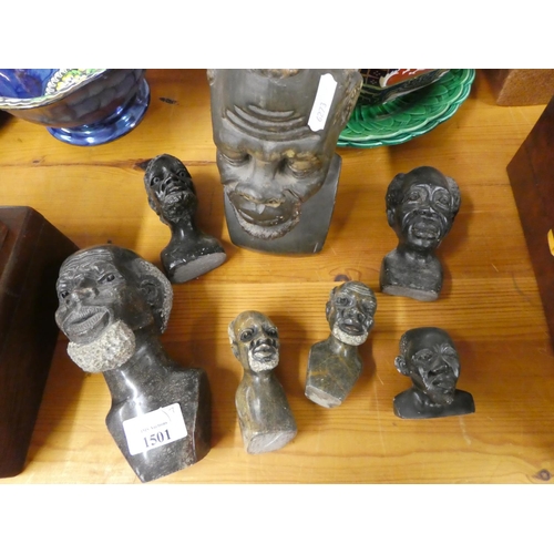 1501 - Collection of African Soapstone Busts.