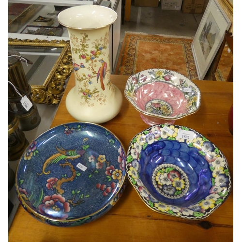 1502 - Maling Bowls, Crown Ducal Vase & Table Centrepiece.