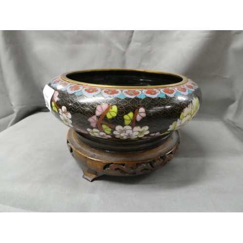 1518 - Modern Chinese Cloisonne Bowl on Stand.