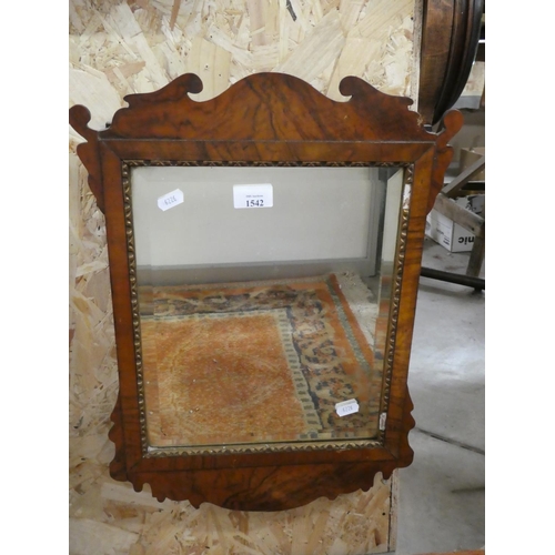 1542 - Small Mahogany Fret-Cut Wall Mirror - approx 35 x 50cm overall.