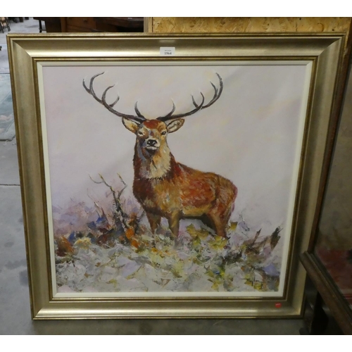 1564 - Framed Print - Deer Stag, approx 68 x 68cm.