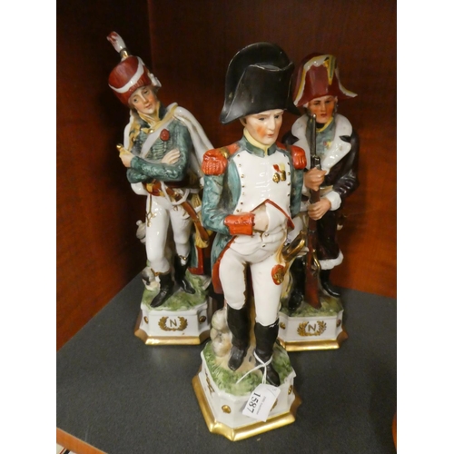 1587 - Three Napoleonic Military Porcelain Figures.