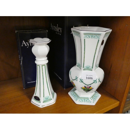 1606 - Aynsley Vase & Candlestick.