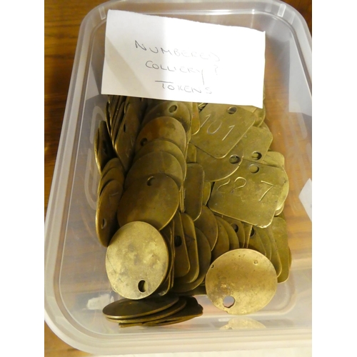 1616 - Box of Numbered Brass Tokens.