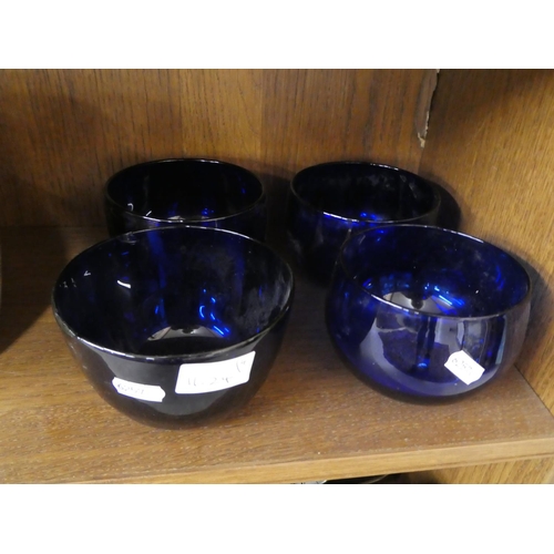 1624 - Set of Four Antique Bristol Blue Finger Bowls.