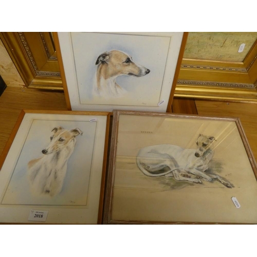 2018 - Three Framed Greyhound Paintings.