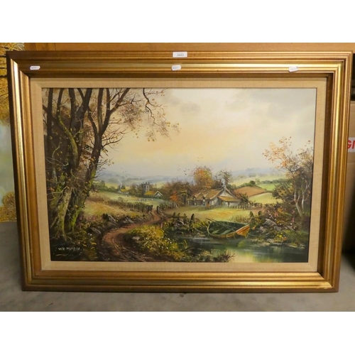 2022 - Large Framed Oil Painting - Country Landscape by John Corcoran, approx 75 x 47cm.